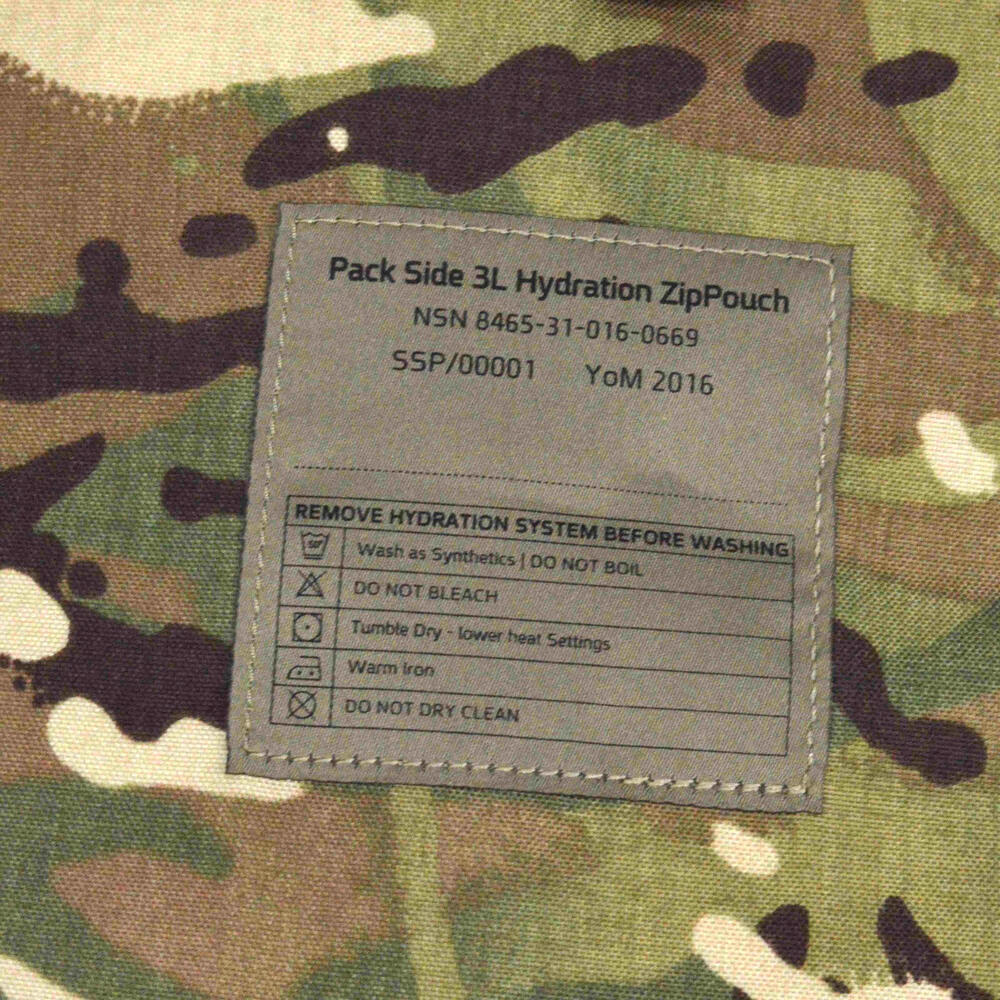 British Army Mtp Camo Side Pack 3l 3 Liter Hydration Pouch Zip Bladder Green View 6